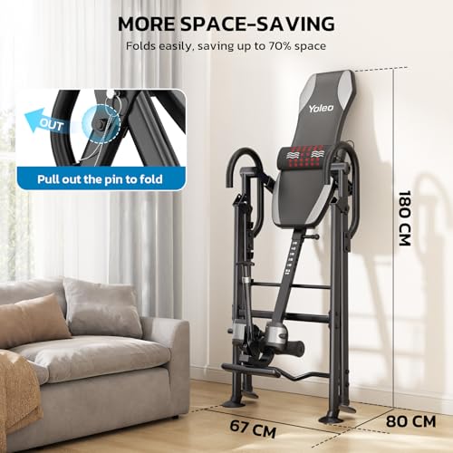 Gravity Inversion Table for Back Pain Relief with Heat & Massage - Silver