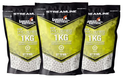 0.25g Streamline Competition Grade Tracer Airsoft BBs - 4000 Rd x3 (Glow Green)