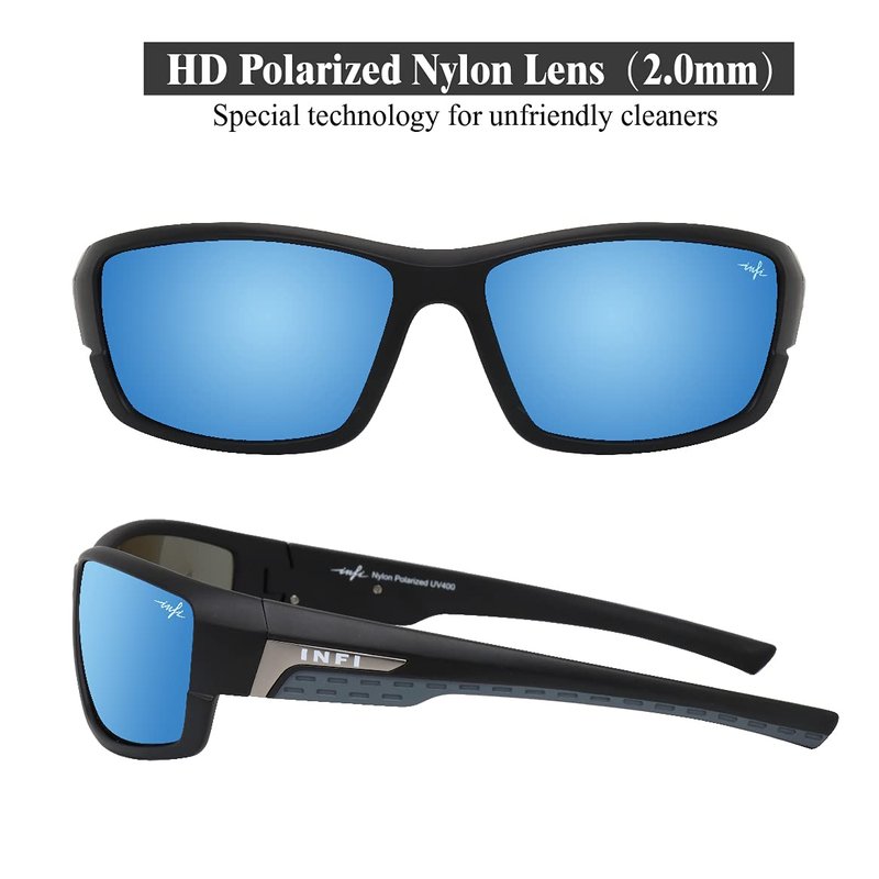 INFI Fishing Polarized Sunglasses for Men and Women Sports Sun Glasses UV Protection (Matte Black/Red)
