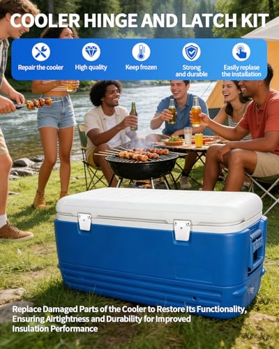 Cooler Hinge and Latch Replacement for Igloo, Ice Chest Plastic