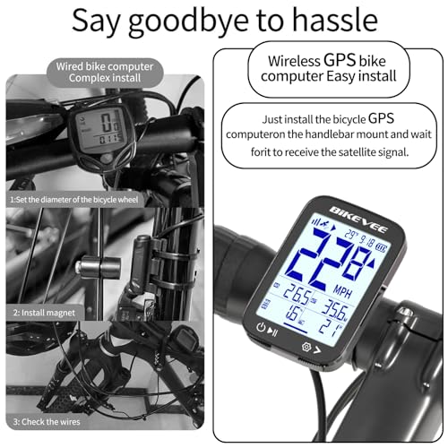 Wireless GPS Bike Computer - 2.4" Screen, IPX7 Waterproof, Black-A