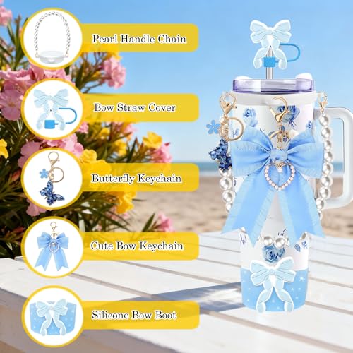 FRZSHENG Blue Tumbler Accessories for Stanley 30oz 40oz Cup with Straw Cover & Boot Set