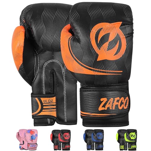 Kids Boxing Gloves - Black Orange 4oz for Muay Thai & MMA Training