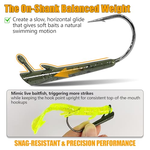 Eupheng Ozark Rig Jig Heads 3/16oz 15PCS Weedless Hover Rig Texas Hooks