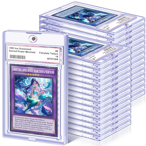 Homthy 50 Pack Magnetic Graded Card Slabs - Clear Acrylic Trade Card Holders with Label Slot