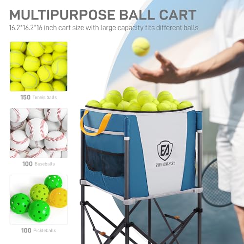Tennis Ball Cart with Wheels - 150 Capacity Sports Organizer
