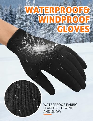 Windproof Thermal Gloves for Men - Touch Screen, Waterproof - Black, Medium