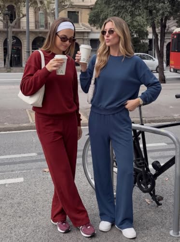 PRETTYGARDEN 2-Piece Lounge Set for Women, Grey Blue Medium – Casual Sweatsuits