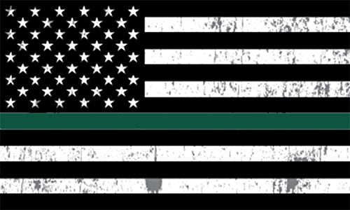 Thin Green Line Tattered USA Flag Decal - 3x5 Inch Vinyl Car Window Sticker