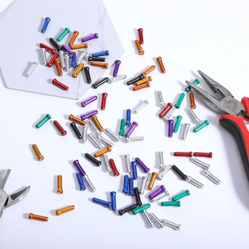 100pcs Bike Cable End Caps - Aluminum Alloy, 8 Colors