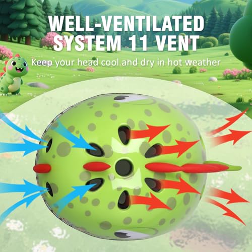 Kids Dinosaur Bike Helmet - Adjustable Multi-Sport Small (50-54 cm)