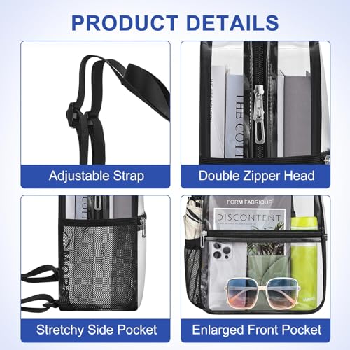 Stadium Approved Clear Backpack - Heavy Duty PVC, Adjustable Straps
