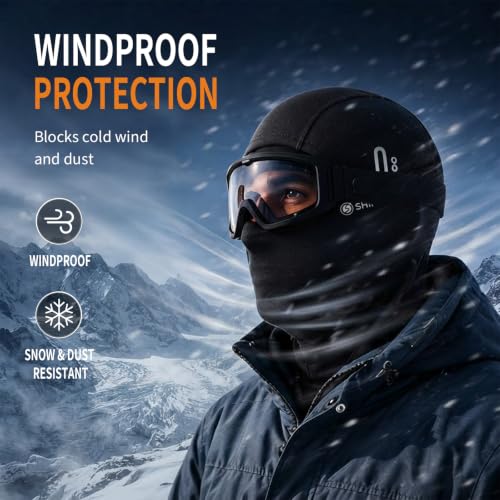 ShinHye Black Balaclava Ski Mask for Men & Women - Winter Windproof Thermal Face Cover