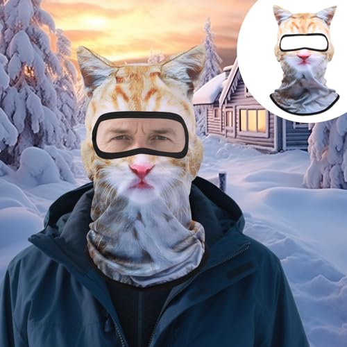 3D Cat Ski Balaclava Face Mask with Ears - Yellow