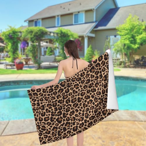 Franala Leopard Print 30x60in Beach Towel - Quick-Dry Lightweight Towel for Travel, Yoga, Swim