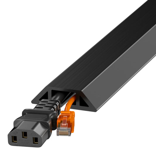 Yecaye 4ft Floor Cord Cover, Cord Covers for Wires on Floor, Floor Cable Mangament, Cable Protector for Organizing and Protecting Wires on Floor, Cord Hider Cable Cavity W0.55in H0.27in Black