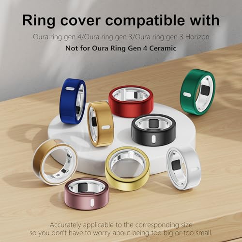 Oura Ring Cover - 4 Pack Metallic TPU Protector - Black, Clear, Silver, Gold - Size 8