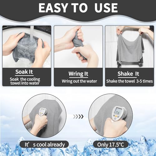 Cooling Towels Bulk - 10 Pcs Microfiber Neck & Face Towels, Grey