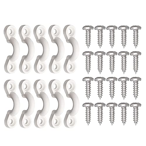 Kayak Pad Eye Kit - 10 Nylon Tie Down Loops, Stainless Steel Screws - White