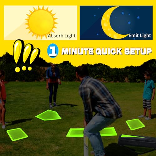 Glow in the Dark Baseball Bases Set - 3 Throw Down Bases + Homeplate & Pitching Rubber