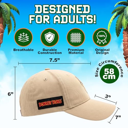Donkey Kong Baseball Cap for Men and Women - Adjustable Cotton Tan Hat