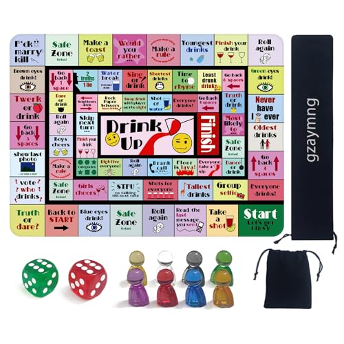 Drinking Board Game for Adults - Funny Party Game with Rubber Mat, Multicolor - 2-8 Players