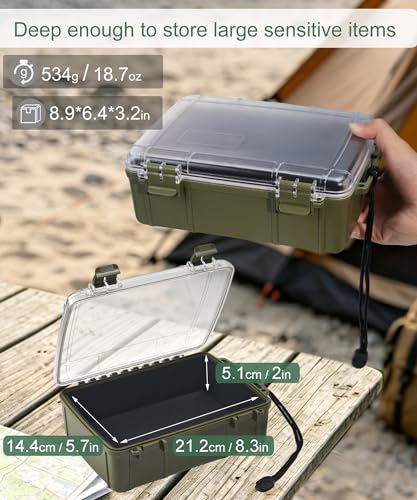 Uxwuy Olive Green Large Waterproof Dry Box – Airtight Floating Hard Case for Survival, Electronics & Outdoor Gear (Green)