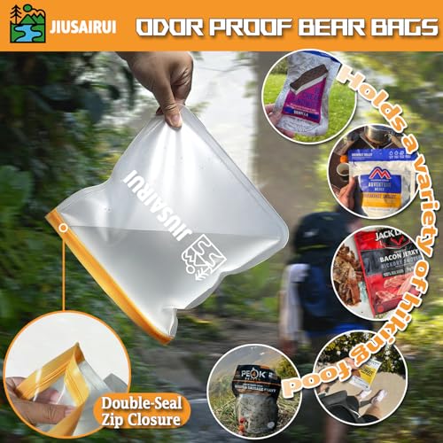 JIUSAIRUI Odor Proof Bear Bags for Food Backpacking: 3Pack Reusable