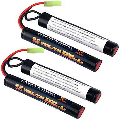9.6V 1600mAh Nunchuck NiMH Battery Pack - 2-Pack for Airsoft Guns