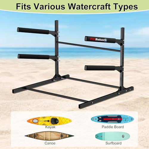 2-Tier Kayak Storage Rack - Freestanding Steel Stand for Canoes, SUPs & Surfboards