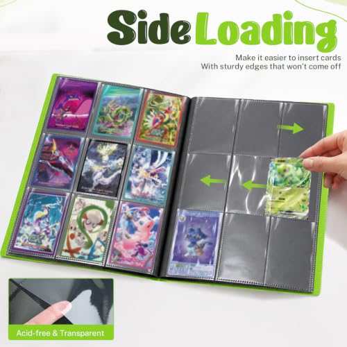 Trading Card Binder - 9 Pocket Album for 360 Cards, Apple Green