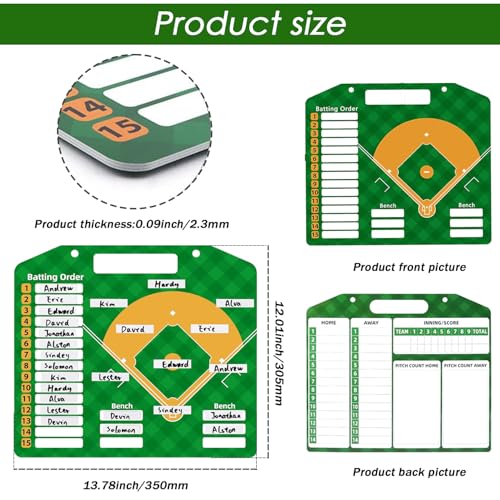 Magnetic Baseball Lineup Board with Dry Erase Pens & Accessories