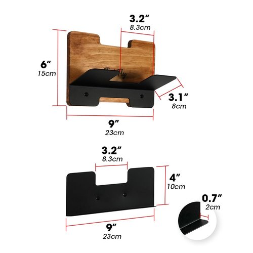 J JACKCUBE DESIGN Skateboard Wall Mount Storage Rack, Longboard Organizer Vertical Display Holder Deck Garage Storage and Floating Shelf with Sturdy Steel & Wood - MK1306A