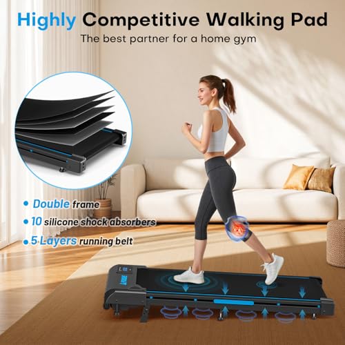 Under Desk Walking Pad Treadmill with 6.2 MPH Speed and 330 lbs Capacity