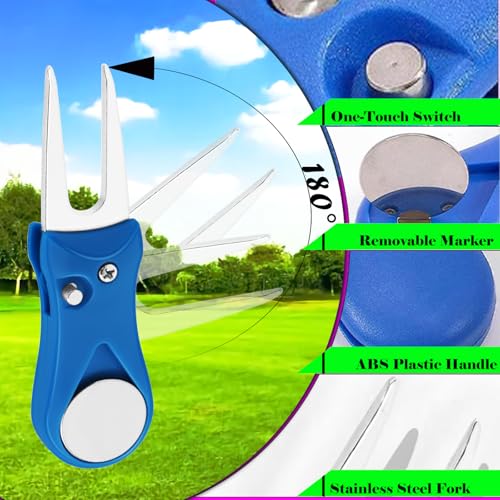 Foldable Stainless Steel Golf Divot Tool with Magnetic Marker - 2 Pack
