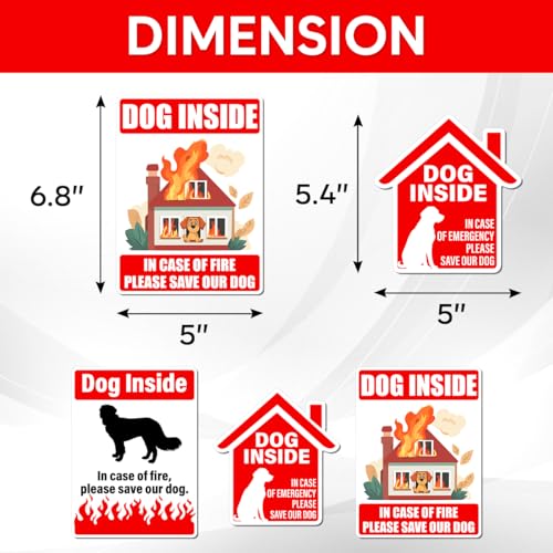 Pack 12 Pcs Dog Inside Stickers for Cars Vehicle Van Trucks House Warning Security Sign Window Indoor Outdoor Funny Bumper Stickers Weatherproof Large Vinyl Decals Car Accessories