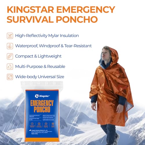 Emergency Mylar Poncho - Waterproof Reusable 3X-Large Pack