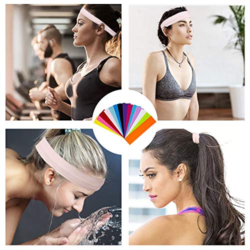 14 Pcs Colorful Cotton Yoga Headbands - Elastic Sweatbands Set