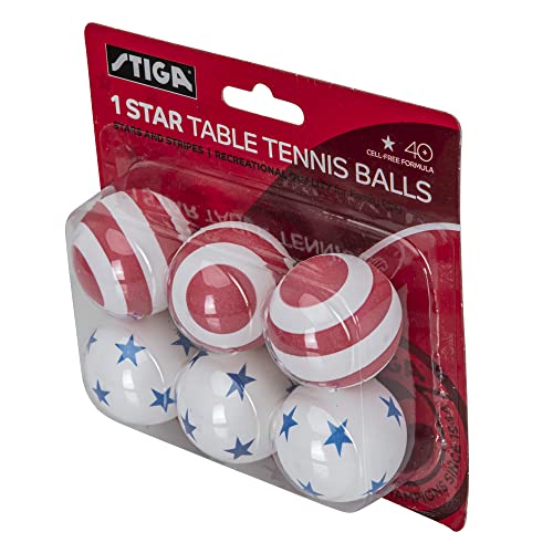 1-Star Table Tennis Balls - 6 Pack Stars and Stripes