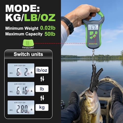 SNAIL TRAIL 8-Slot Digital Fish Scale with Lip Gripper - Grey-Green