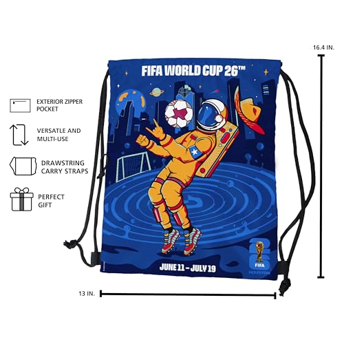 FIFA World Cup 2026 Drawstring Backsack - Lightweight Backpack with Zippered Pocket - Houston