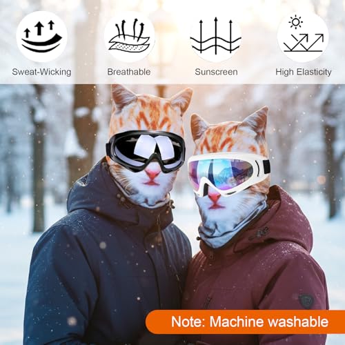 2-Pack Cat Ski Mask Balaclava with Ears - Windproof Winter Face Cover