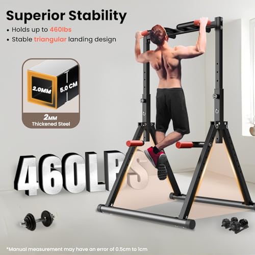 Foldable Power Tower Pull Up Dip Station - Black Multifunction Bar