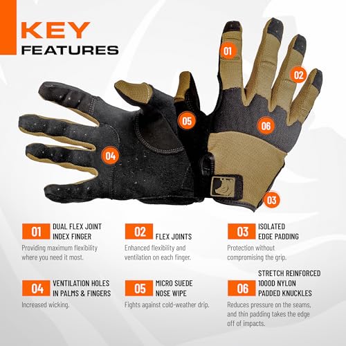 Full Dexterity Gloves - Coyote Brown, Medium Size | Touchscreen Compatible for Shooting Sports