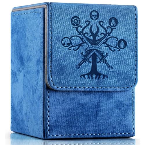 MTG Commander Deck Box - Premium PU Leather, 100+ Cards - Blue Tree