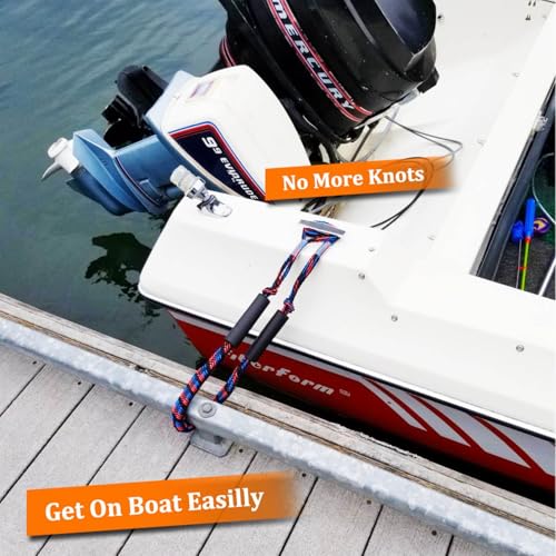 Bungee Dock Lines for Boats - Pack of 2, 4ft Stretches to 5.5ft