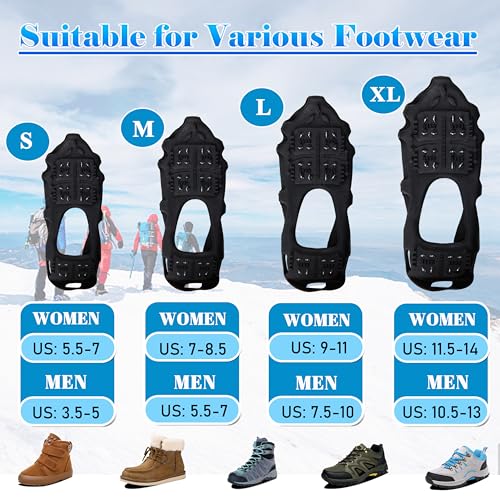 Ice Snow Traction Cleats with 24 Steel Crampons - Large