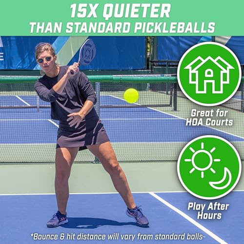 GoSports Q-Foam Pickleballs - Silent Indoor & Outdoor Practice Balls - 3 Pack