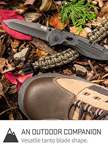 SOG Aegis Black TiNi Tanto Folding Pocket Knife 3.5in Assisted Open