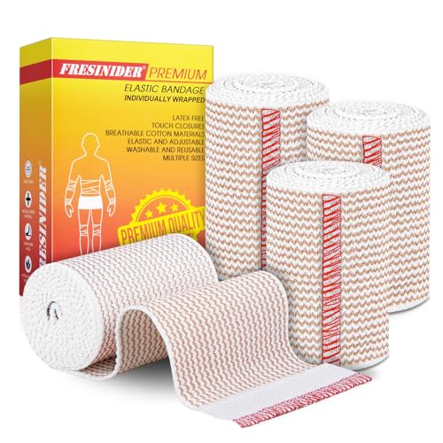 Elastic Bandage Wrap 3 Inch - 4 Pack with Hook & Loop Closure
